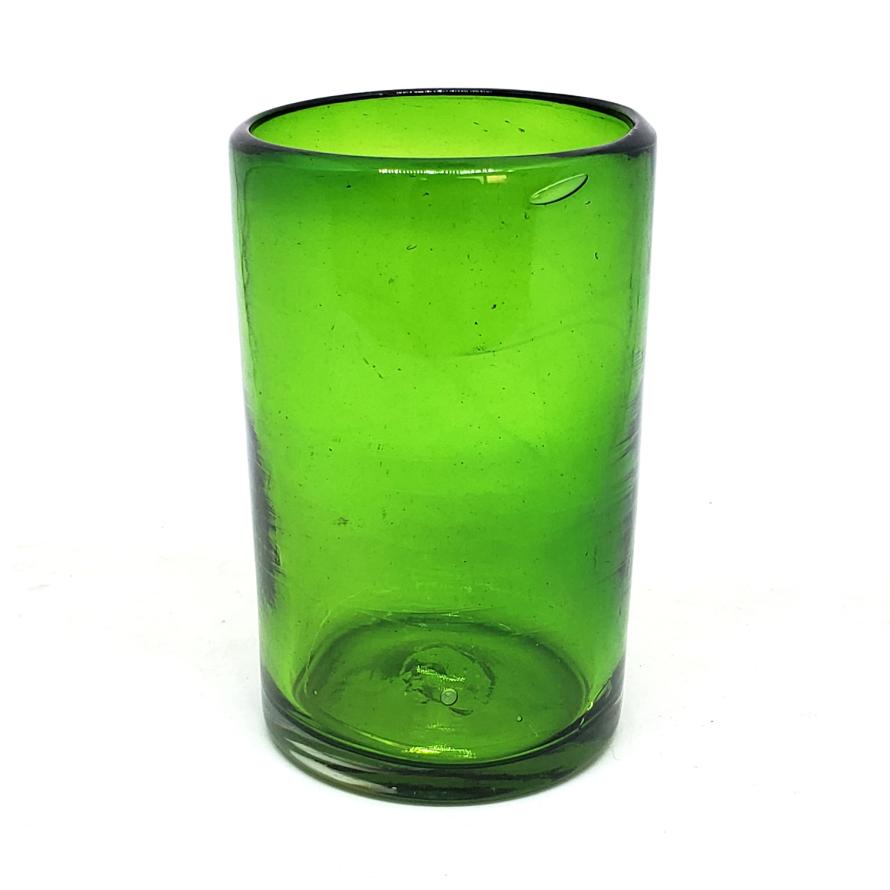 Vasos de Vidrio Soplado / Juego de 6 vasos grandes color verde esmeralda / stos artesanales vasos le darn un toque clsico a su bebida favorita.
